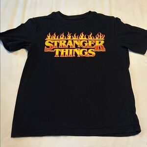 Netflix Stranger Things Black Tee with Fiery Design
